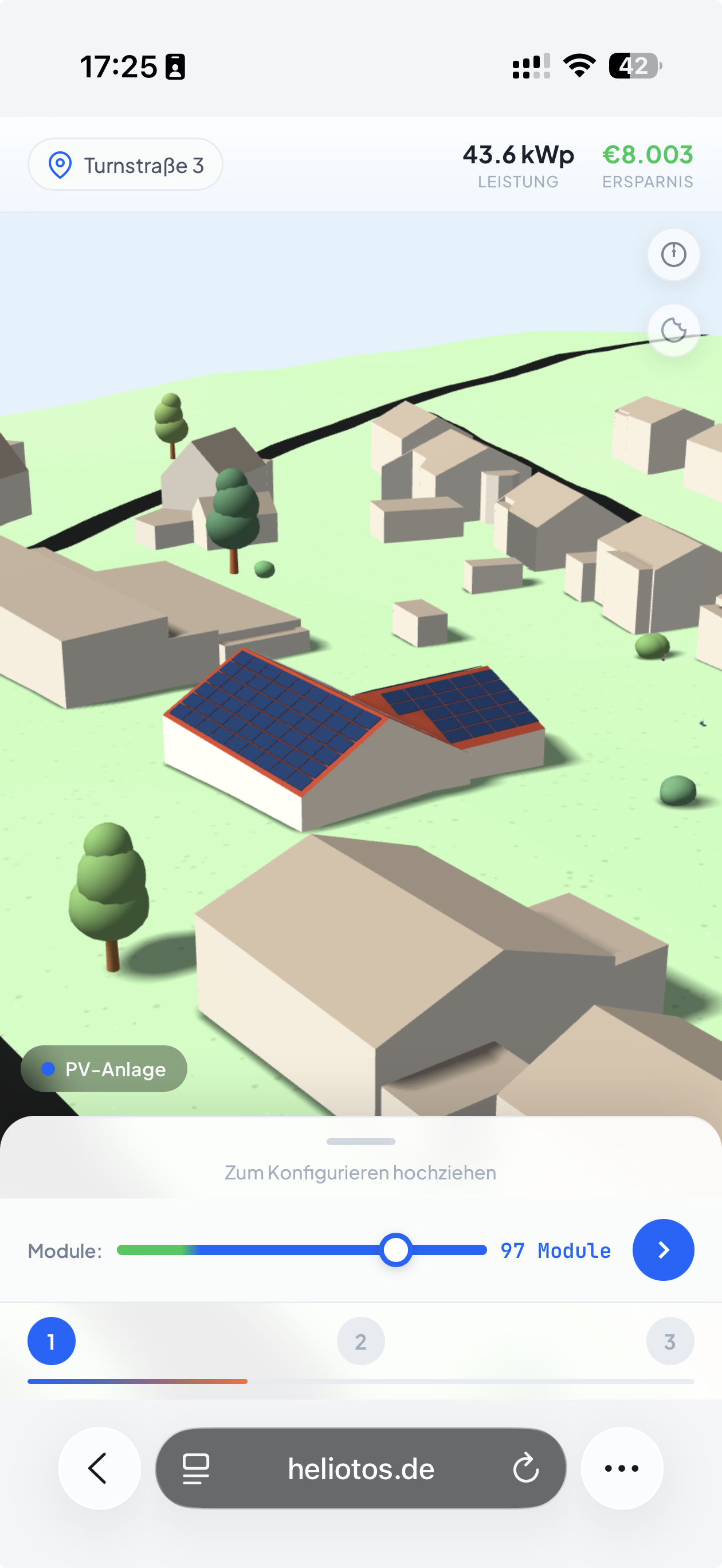 Heliotos Konfigurator auf Smartphone